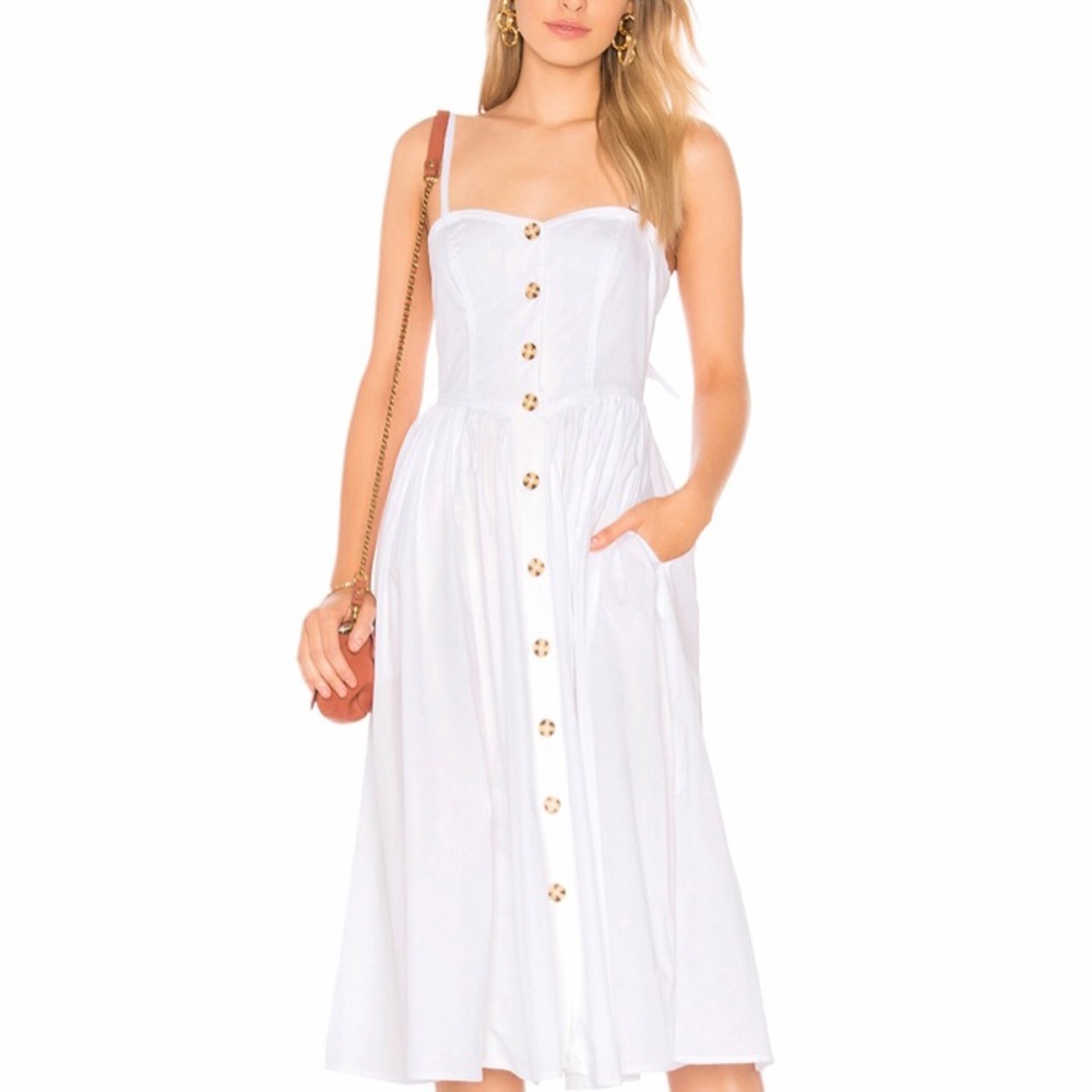 Free people white midi dress with pockets